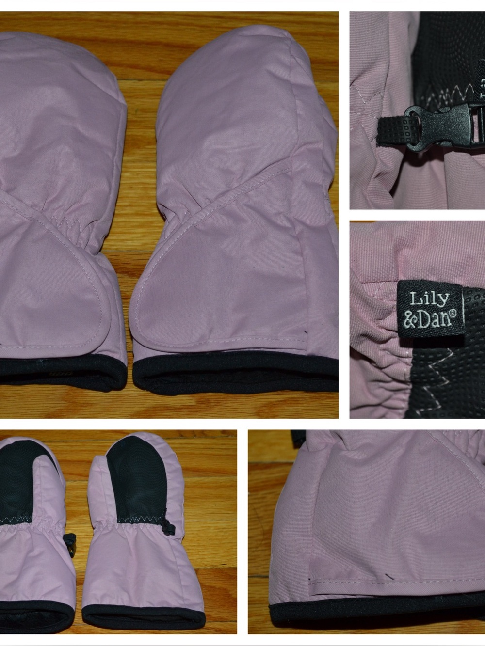 Youth girls Lily & Dan pink winter gloves /mittens, size small
